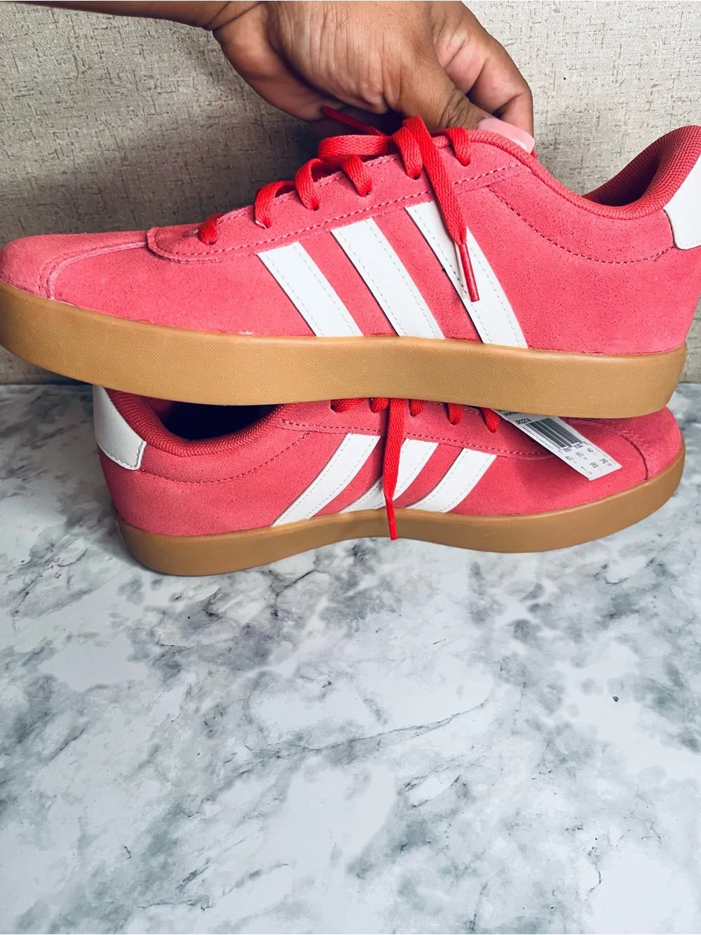 Adidas VL Court 3.0 Womens/Kids Preloved Scarlet White Bright Red Brown JR2214